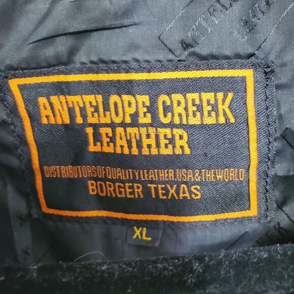 Antelope Creek Black Leather Brown Suede Fringe Western Biker Vest XL Conchos - Picture 3 of 10